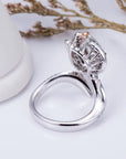 One Carat Pear Cut Lab Created Fancy Blue and Pink Diamond Flower Engagement Ring in 18 Karat White Gold - Boutique Pavè