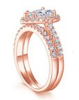 One Carat Pear Cut Luxury Cubic Zirconia Halo Engagement and Wedding Ring - 14 Karat Rose Gold - Boutique Pavè