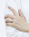 One Carat Radiant Cut Luxury Cubic Zirconia Accent Halo Engagement Ring in Platinum - Boutique Pavè