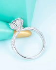 One Carat Round Cut Lab Created Diamond Solitaire Pave Fancy Prong Engagement Ring in 18 Karat White Gold - Boutique Pave