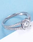 One Carat Round Cut Lab Created Diamond Split Shank Engagement Ring in 18 Karat White Gold - Boutique Pavè