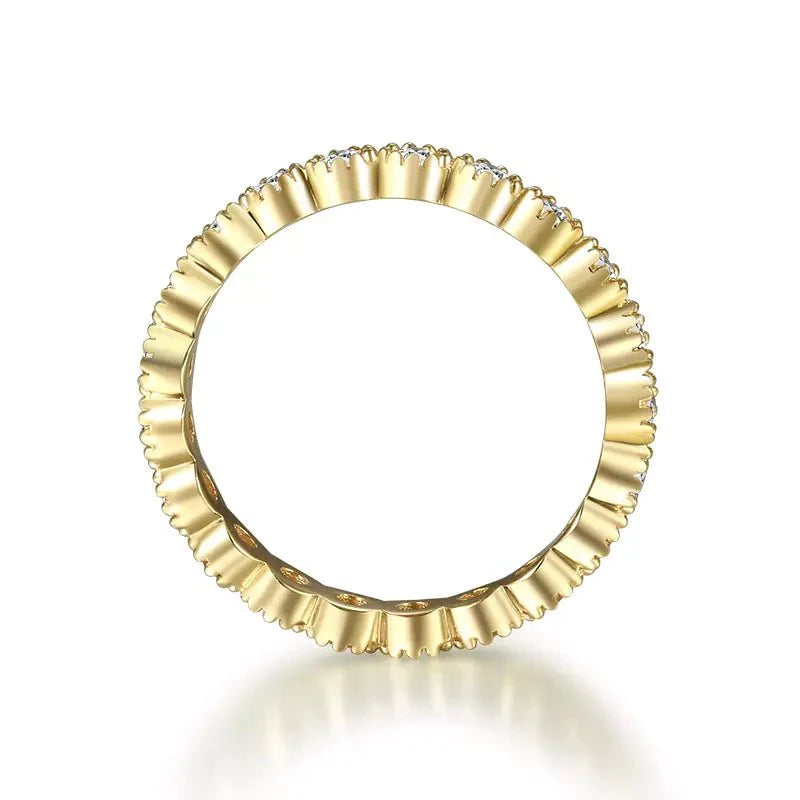 One Carat Round Cut Lab Created Diamond Stackable Eternity Band in 18 Karat Yellow Gold - Boutique Pavè