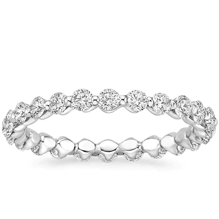 One Carat Round Cut Lab Created Diamond Stackable Eternity Band in 18 Karat Yellow Gold - Boutique Pavè