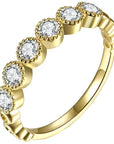Petite Round Cut Lab Created Diamond Six Stone Anniversary Ring in 18 Karat Yellow Gold - Boutique Pavè