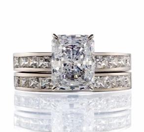 Radiant And Princess Cut Cubic Zirconia Bridal Set In Sterling Silver - Boutique Pavè