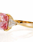 Radiant and Triangle Cut Pink Cubic Zirconia Engagement Ring In Sterling Silver - Boutique Pavè