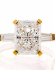 Radiant Cut Cubic Zirconia Baguette Accent Engagement Ring In Sterling Silver - Boutique Pavè