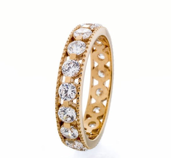 Round Cut Cubic Zirconia Channel Eternity Band In Sterling Silver - Boutique Pavè