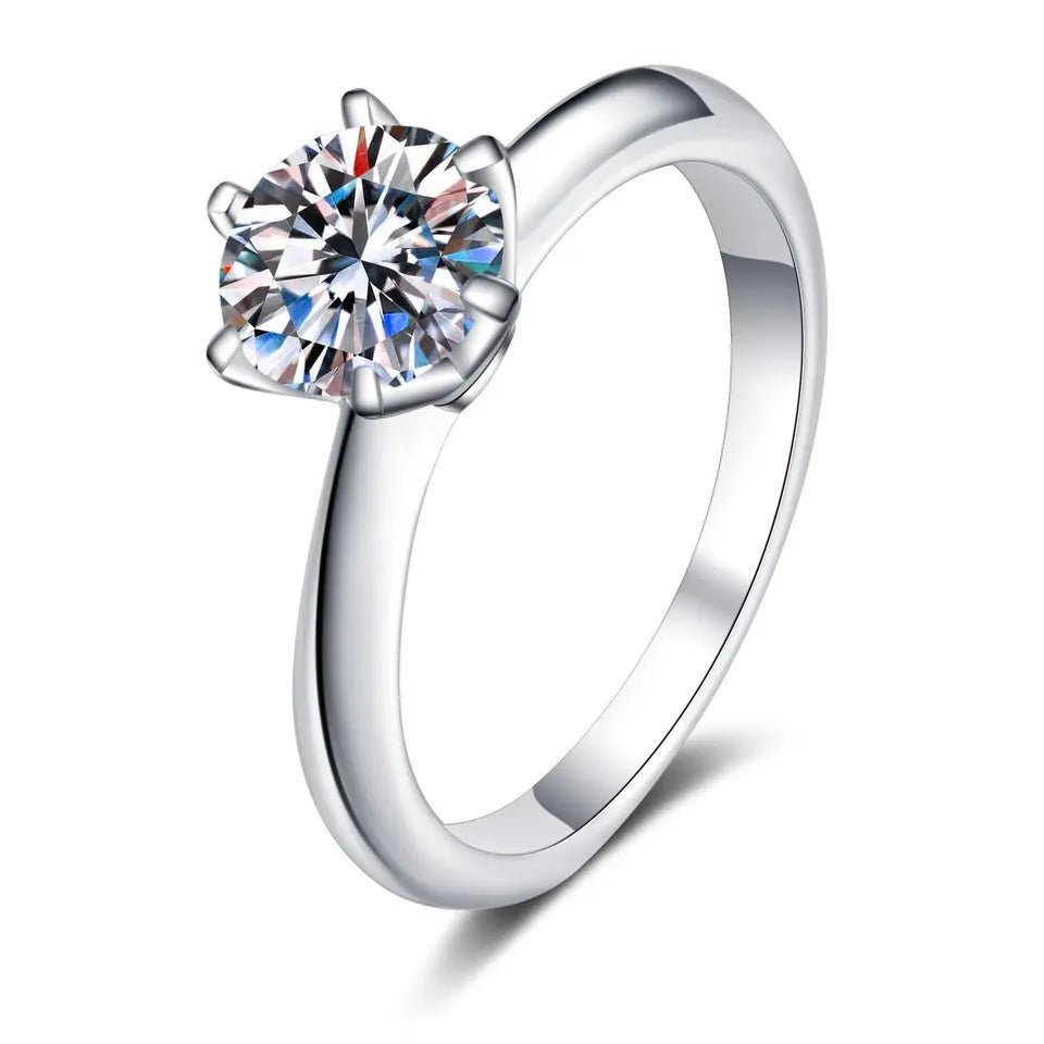Round Cut Moissanite Classic Solitaire Engagement Ring in Various Carat Weights - Boutique Pavè