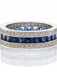 Round Princess Cut Faux Sapphire Cubic Zirconia Eternity Band - Boutique Pavè