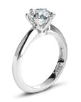 Simple One Carat Brilliant Round Cut Lab Created Diamond Solitaire Engagement Ring in 18 Karat White Gold - Boutique Pavè