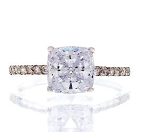 Solitaire Cushion Cut Pave Cubic Zirconia Engagement Ring In Sterling Silver - Boutique Pavè