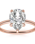 Three Carat Brilliant Pear Cut Lab Created Diamond Solitaire Engagement Ring in 18 Karat Rose Gold - Boutique Pavè