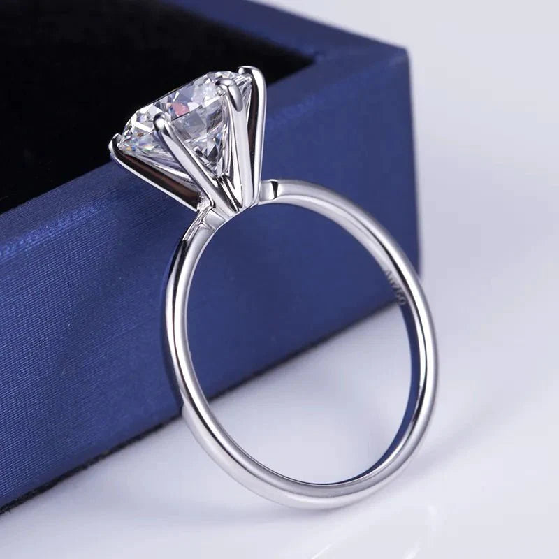 Three Carat Brilliant Round Cut Lab Created Diamond Solitaire Engagement Ring in 18 Karat White Gold - Boutique Pavè