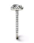 Two Carat Brilliant Asscher Cut Moissanite Accent Halo Engagement Ring in 14 Karat White Gold - Boutique Pavè