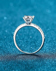 Two Carat Brilliant Princess Cut Moissanite Pave Solitaire Engagement Ring in Platinum Plated Sterling Silver - Boutique Pavè