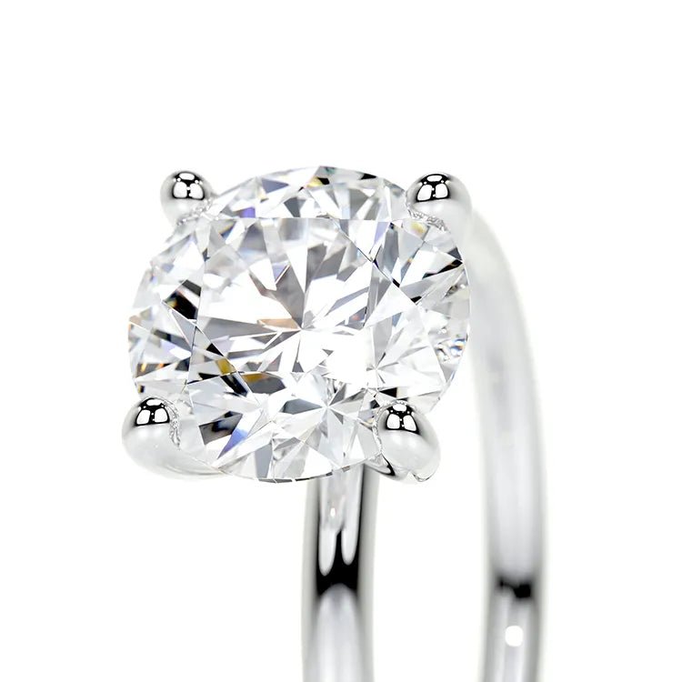 Two Carat Brilliant Round Cut Lab Created Diamond Solitaire Engagement Ring in 14 Karat White Gold - Boutique Pavè
