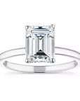 Two Carat Emerald Cut Lab Created Diamond Solitaire Engagement Ring in 14 Karat White Gold - Boutique Pavè