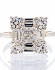Unique Fancy Princess Cut Cubic Zirconia Engagement Ring In Sterling Silver - Boutique Pavè