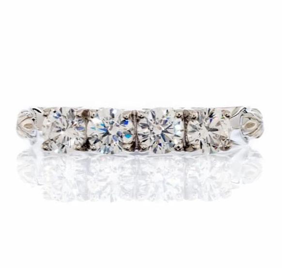 Vintage Four Stone Cubic Zirconia Anniversary Band In Sterling Silver - Boutique Pavè