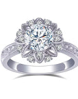 Vintage Inspired One Carat Brilliant Round Lab Created Diamond Pave Engagement Ring in 18 Karat White Gold - Boutique Pavè