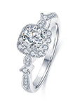 Vintage Inspired Round Brilliant Cut Lab Created Diamond Engagement Ring in 18 Karat White Gold - Boutique Pavè
