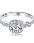 Vintage Inspired Round Brilliant Cut Lab Created Diamond Engagement Ring in 18 Karat White Gold - Boutique Pavè