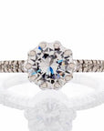 Vintage Inspired Round Cubic Zirconia Cathedral Engagement Ring In Sterling Silver - Boutique Pavè